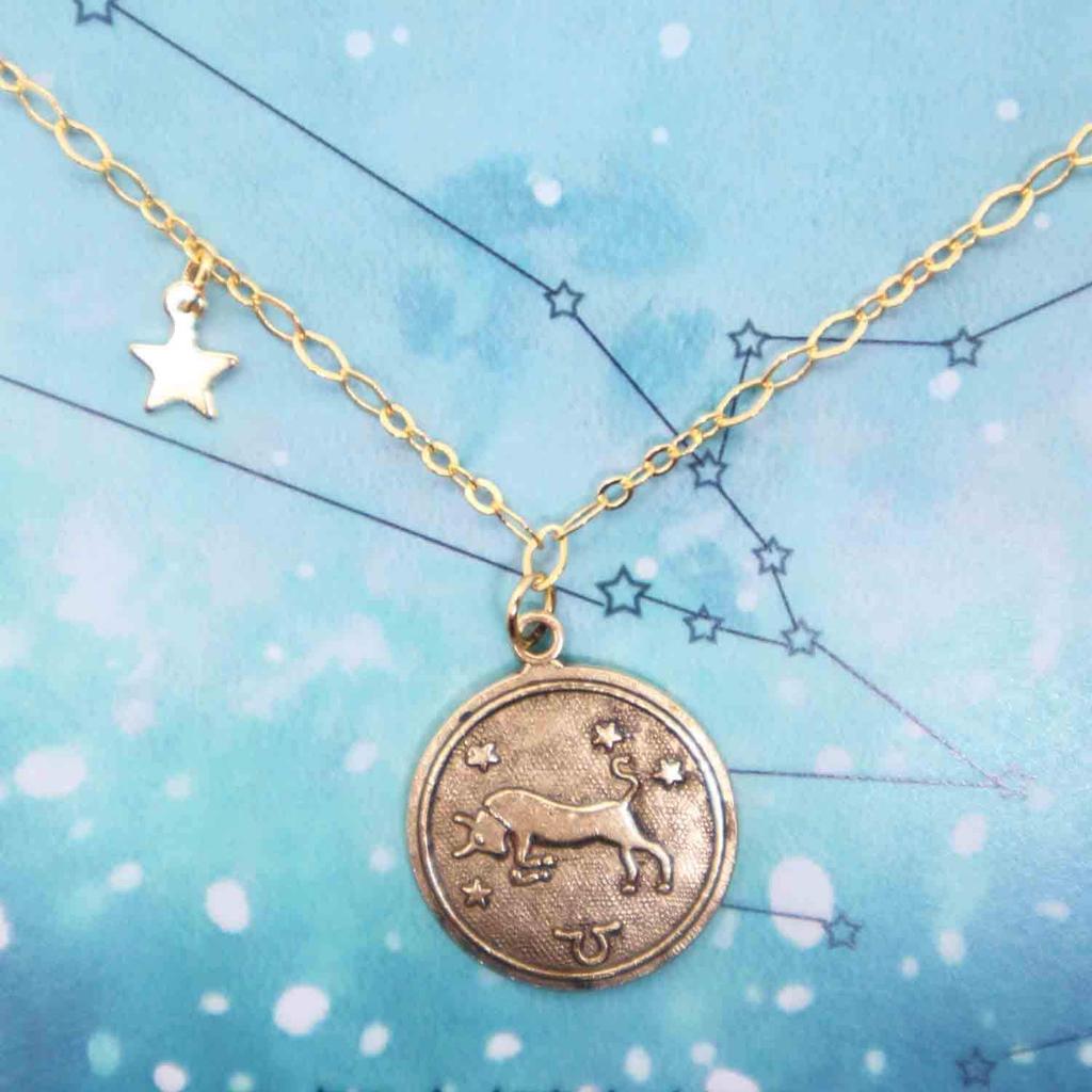 Amano Studio Zodiac Medallion - Taurus Constellation Necklace Jewelry - Gift for Taurus