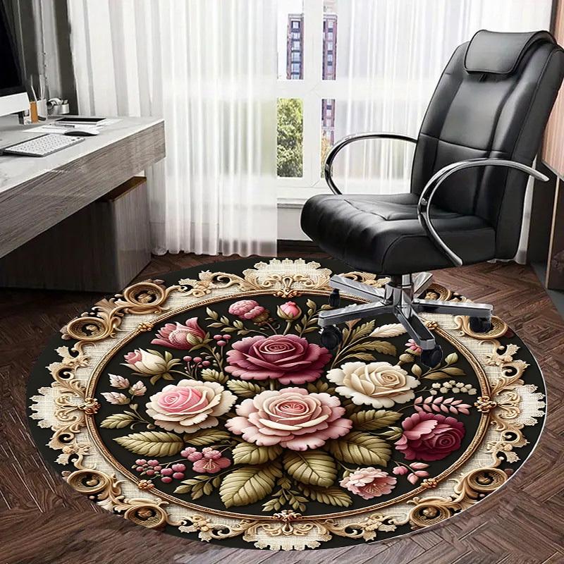 1pc Office Carpet Chair Mats Elegant Floral Medallion Perfect for Decorating Office Chairs, Living Rooms, Or Bedrooms