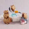 Conjunto de Figuras Colecionáveis de Capivara Com Material de PVC Para Decoração de Mesa e Presente