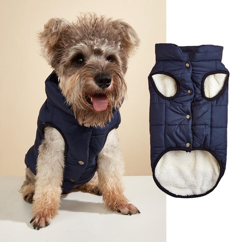 Button Winter Dog Vest With Integrated Keep Warm Fleece Back Zipper For Small Medium Dog