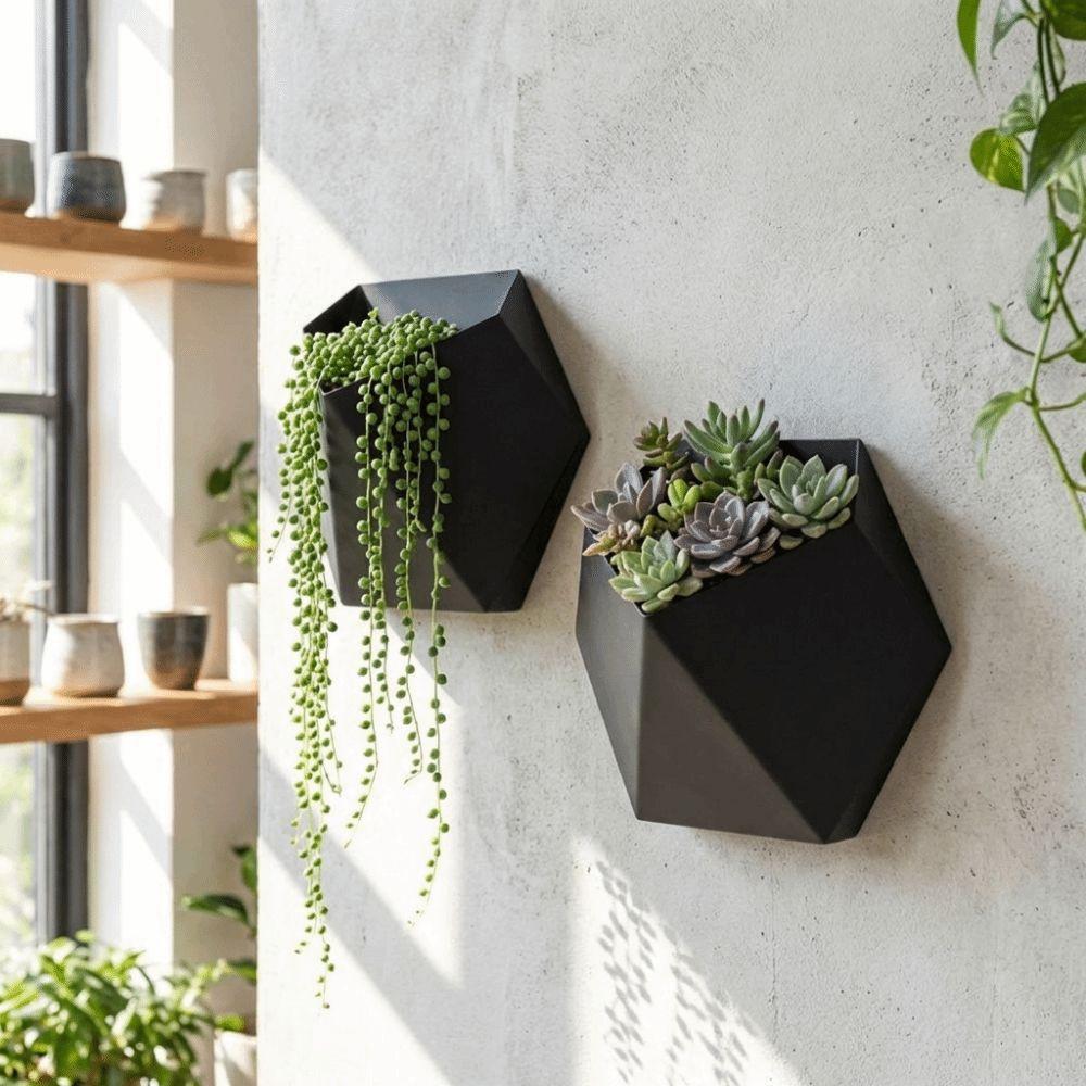 Geometric Wall Hanging Planter Wall-Mounted Growing Pots  Green Plant Placement