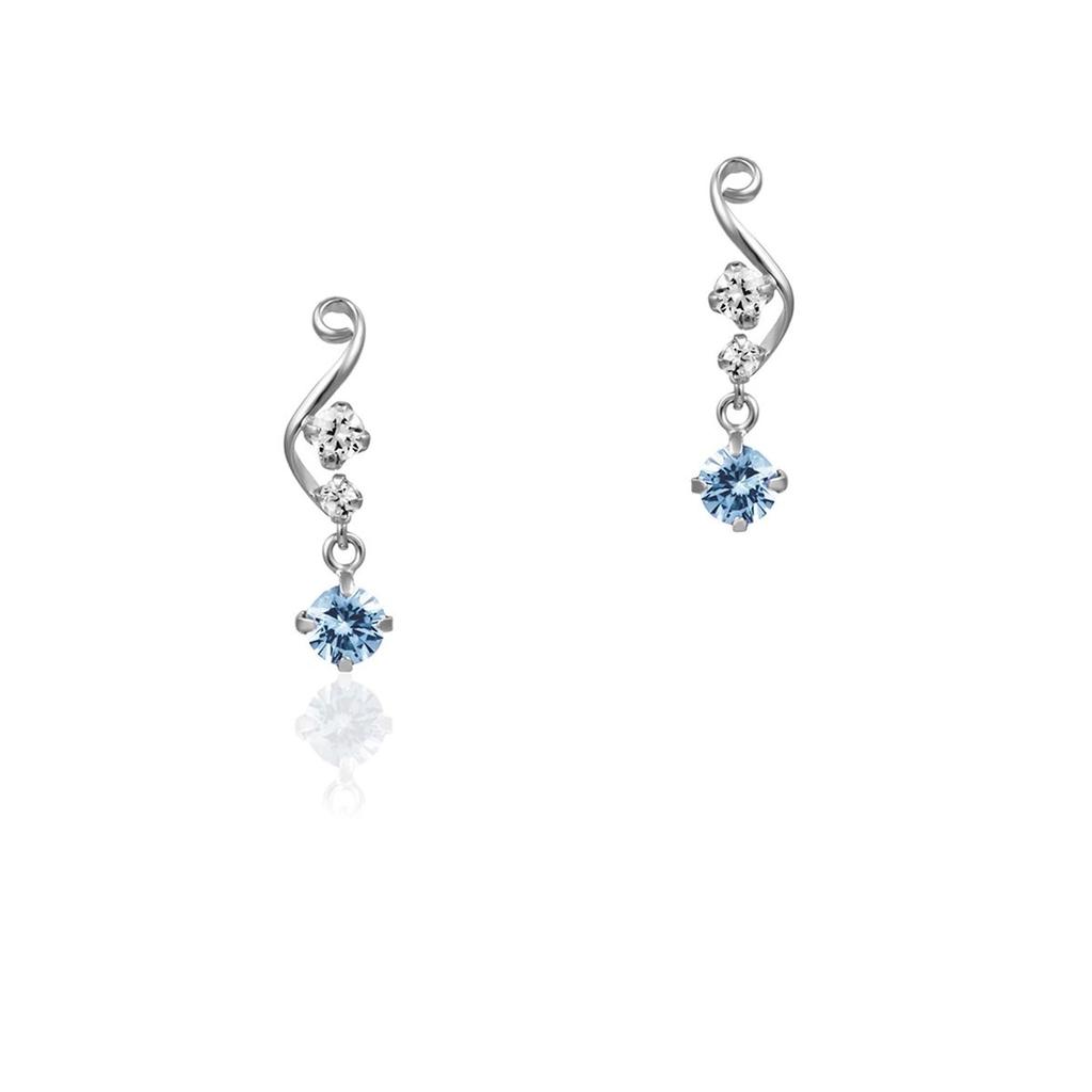 CANAL 4℃ K10 White Gold Blue Stone Drop Earrings