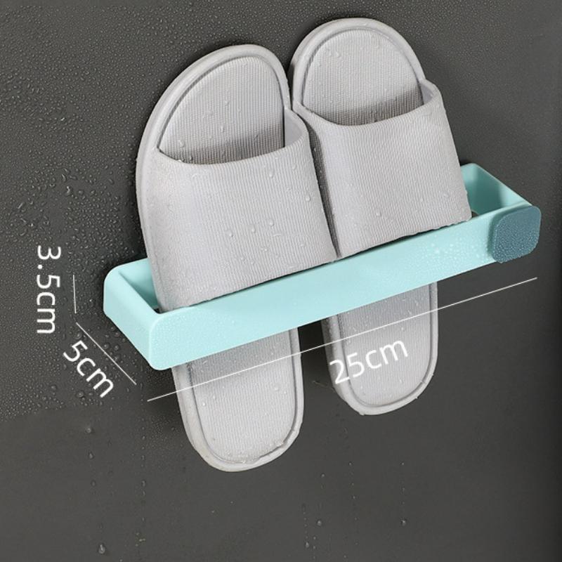 Raft pentru pantofi dintr-o bucată, montat pe perete, raft pentru papuci de baie, fără perforare, raft pentru economisirea spațiului, suport pentru agățat pentru baie