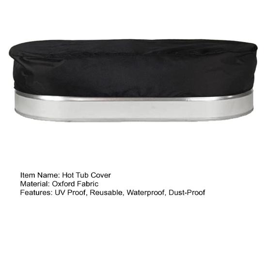 Hot Tub Cover Heavy Duty Drawstring UV Proof Reusable Waterproof Dust-Proof Oxford Cloth Outdoor Oval Stock-Tank Pool Cover Yard Supplies