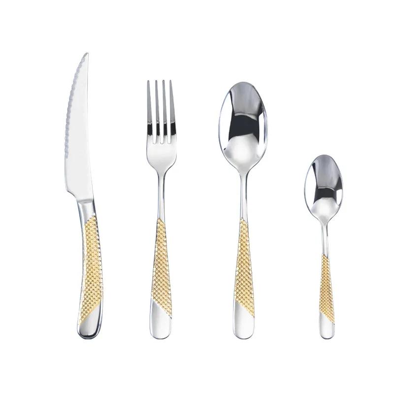 4pcs Kitchen Tableware Cutlery Set  Cutlery Set Stainless Steel Luxury Dinnerware Fork Spoon Knife Western Dinner Set Gold