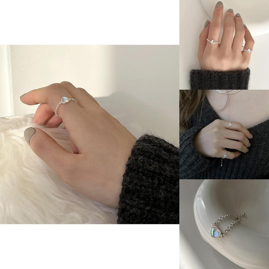 Trendy Heart Moonstone Copper Ring For Women Featuring Adjustable Size And Unique Style