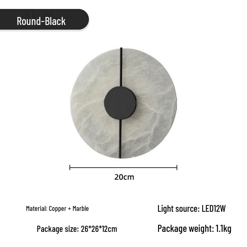 Nordic Luxury Round Natural Marble Wall Lamp for Bedroom and Living Room