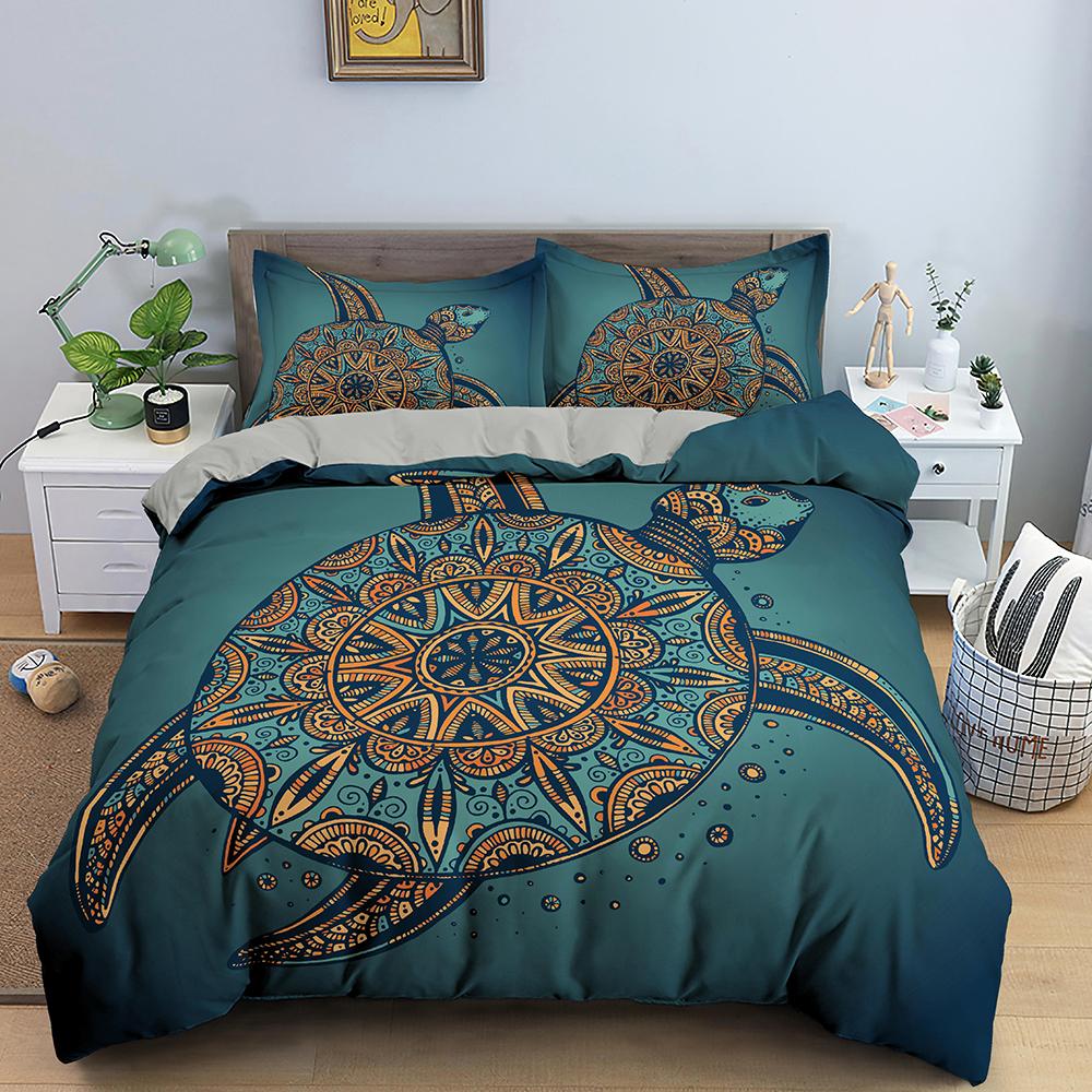 3D Sea Turtle Bedding Set Psychedelic Animal Duvet Cover Queen King Comforter Cover Twin Full Size 2/3pcs Polyester Quilt Cover