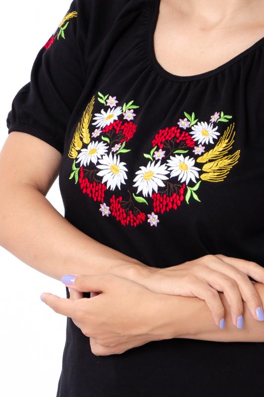 Dámská vyšívaná halenka – Krátký rukáv, Měkký interlok a ležérní styl, Léto, 8604-015-22-1 HC