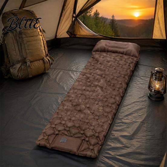 Moisture Proof Camping Bed Sleeping Mat with Pillow & Built-in Pump Ultralight Single Portable Hiking Person Air Mattress Inflatable for Outdoor