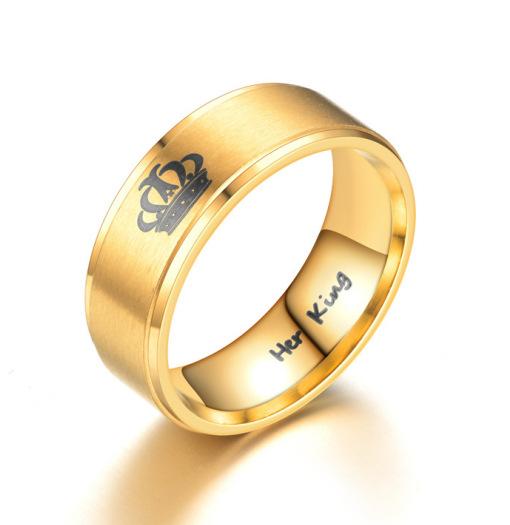 Stainless Steel Couple Ring Her King His Queen Fashion Titanium Steel Crown Ring