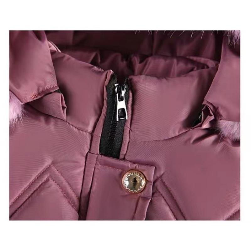 Winter Costume For Girls, Coat With Fur Collar And Belt, Warm Jacket With Hood On Cotton Lining, Children's Jacket