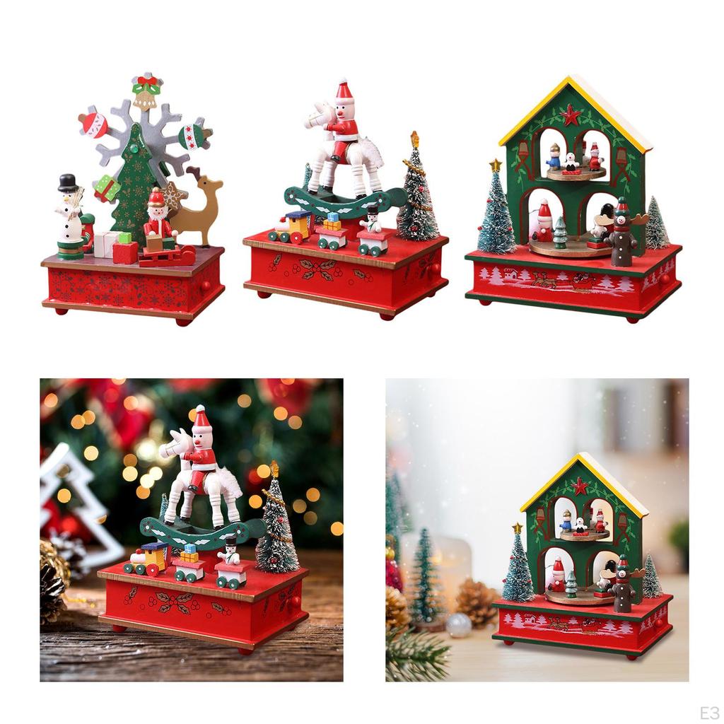 Christmas Music Box Table Centerpiece ,Rotatable Sculpture Tabletop Ornament Home