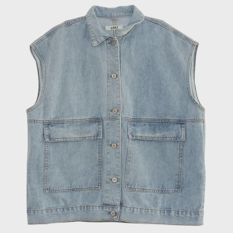 2022 Autumn Korean Denim Vest - Trendy Retro Loose BF Style Sleeveless Jacket for Women