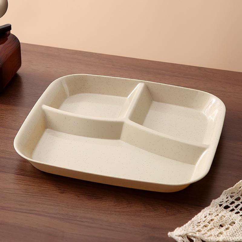 Fettforbrenning Porsjonskontrolltallerken: Tre-roms, fallsikker hvetestrådesign, fargekodet for effektiv måltidsplanlegging.