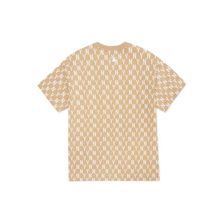 MLB Base Logo T Shirts Unisex Beige Crew Neck Moderate 3ATSM1023-50BGD