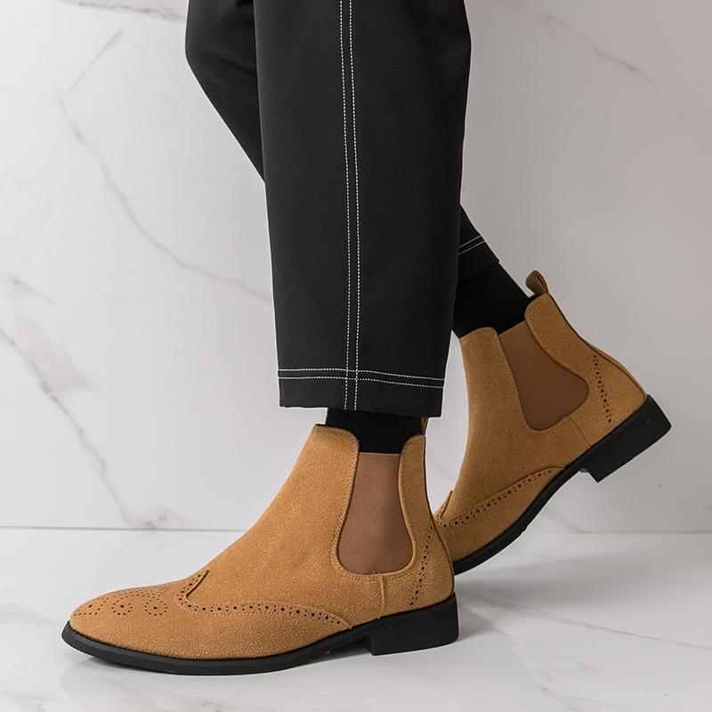 Designer New Men's Quality Pointed Suede Leather Casual Chelsea Ankle Boot Male Winter High Tops Oxford Shoes Zapatos Hombre
