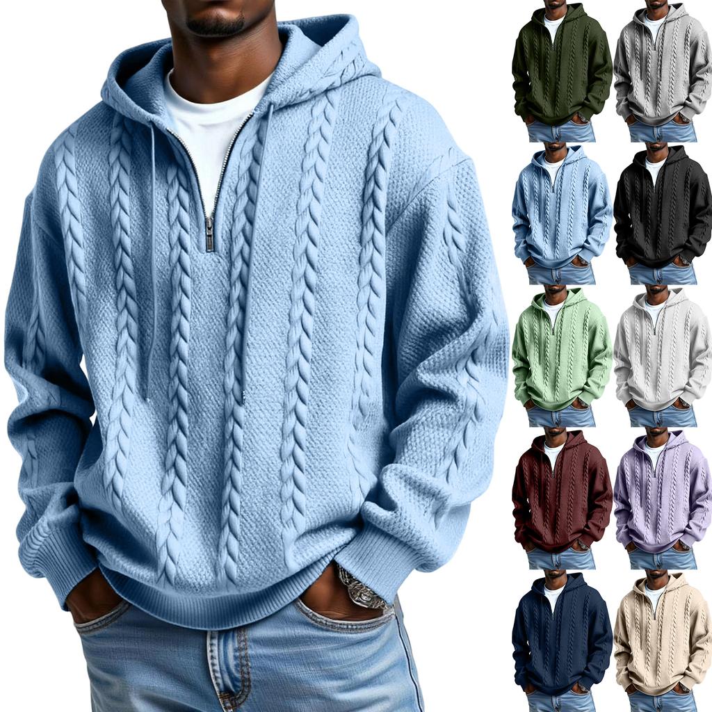 Men's Long Sleeves Leisure Sports Half Zipper Hooded Hood Hoodie