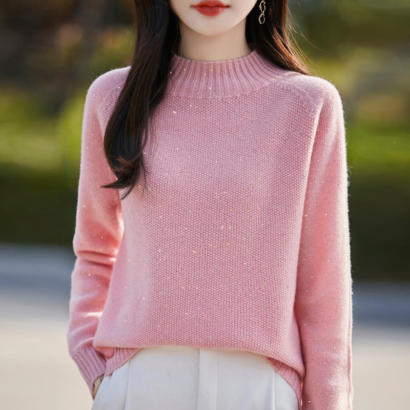 Damski sweter kaszmirowy Qinghe Cashmere 30% kaszmir 70% wełna Jesień i Zima Kaszmirowy pulower Miękki i ciepły
