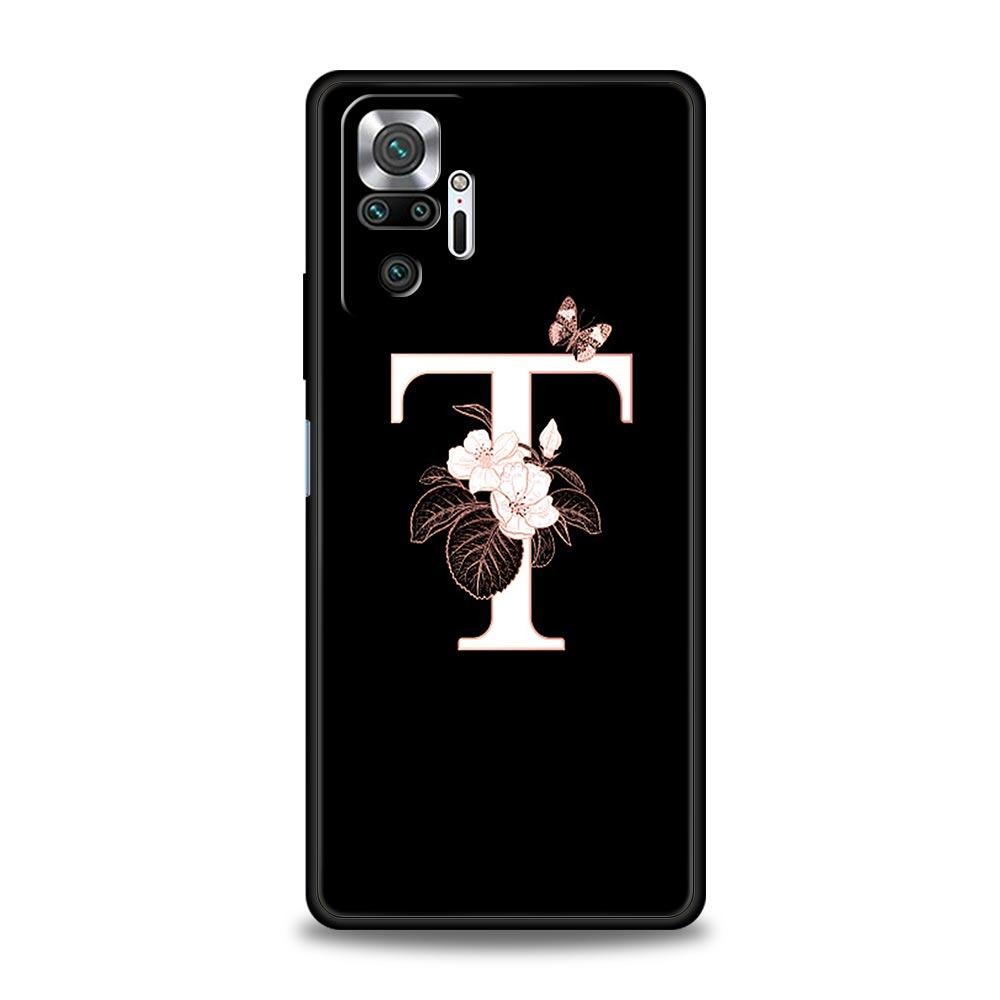 Phone Case Cover for Redmi 14C 10C Note 15 14 13 12 10 11 Pro Plus K40 Soft TPU Shockproof Fundas Shell Flowers Initial Letter