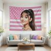 Ariana Rosa Flagge Wandteppich Lebendiger Detaillierter Kunstdruck Warme Ästhetik Wandbehang für Wohnzimmer Sofawand Schlafzimmer Dekoration