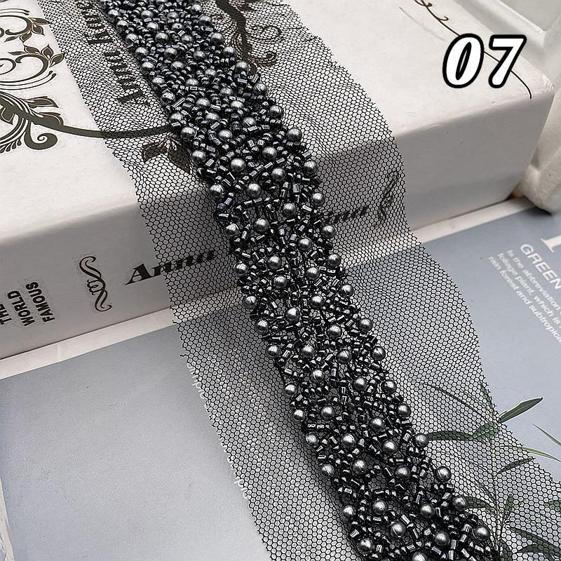 Perlenbesetztes Spitzenband Spitzenstoff Perlenfransenbesatz Bestickte Kragendekoration Afrikanischer Spitzenstoff Nähen DIY Handwerk