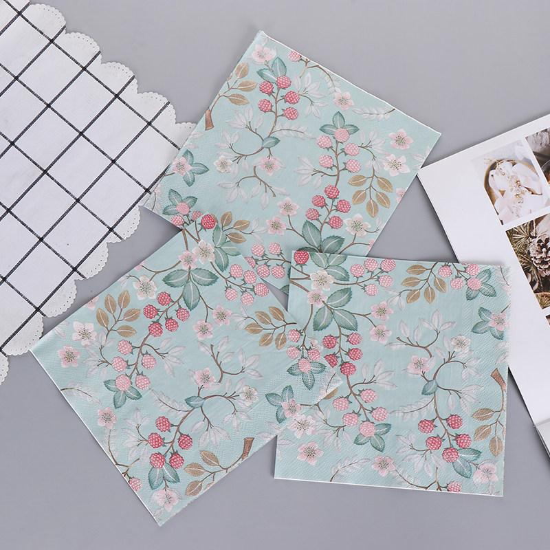 20Pcs Fruit Flower Printed Paper Napkins, 2-Ply Disposable Napkins for Baby Shower Birthday Party - Table Decor Tissue Supplies