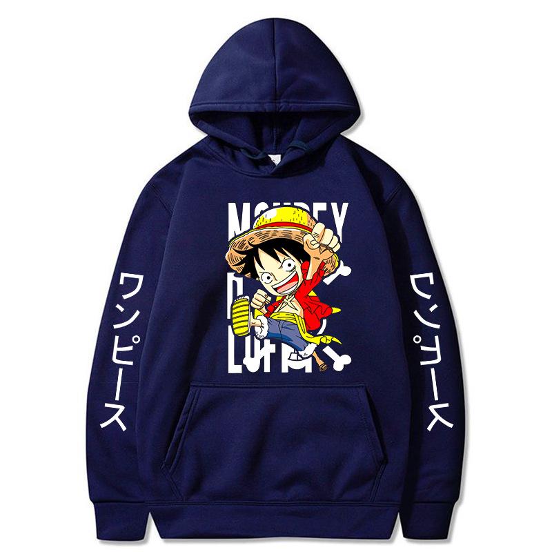 One Piece Luffy Anime Unisex Hooded Pullover Sweatshirt - Korean-Style Casual Long Sleeve Top