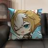 Gorou Cute Genshin Impact Cushion Cover Natural Linen Organic Fabric Double-Sided Printing Sofa Home Decor Gift Pillow Case