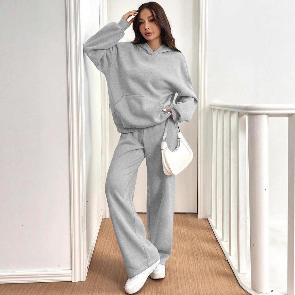 2-Piece Women's Casual Warm Lined Hoodie & Pants Set - Autumn/Winter Sportswear