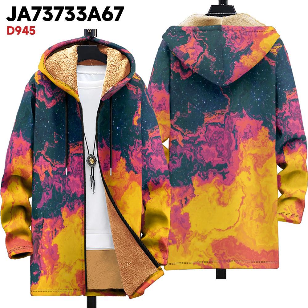 

Новая куртка: разноцветные элементы узора, кардиган с капюшоном на молнии, утолщенная зимняя флисовая одежда с подкладкой, желтая подкладка, модная хлопковая одежда 4XL