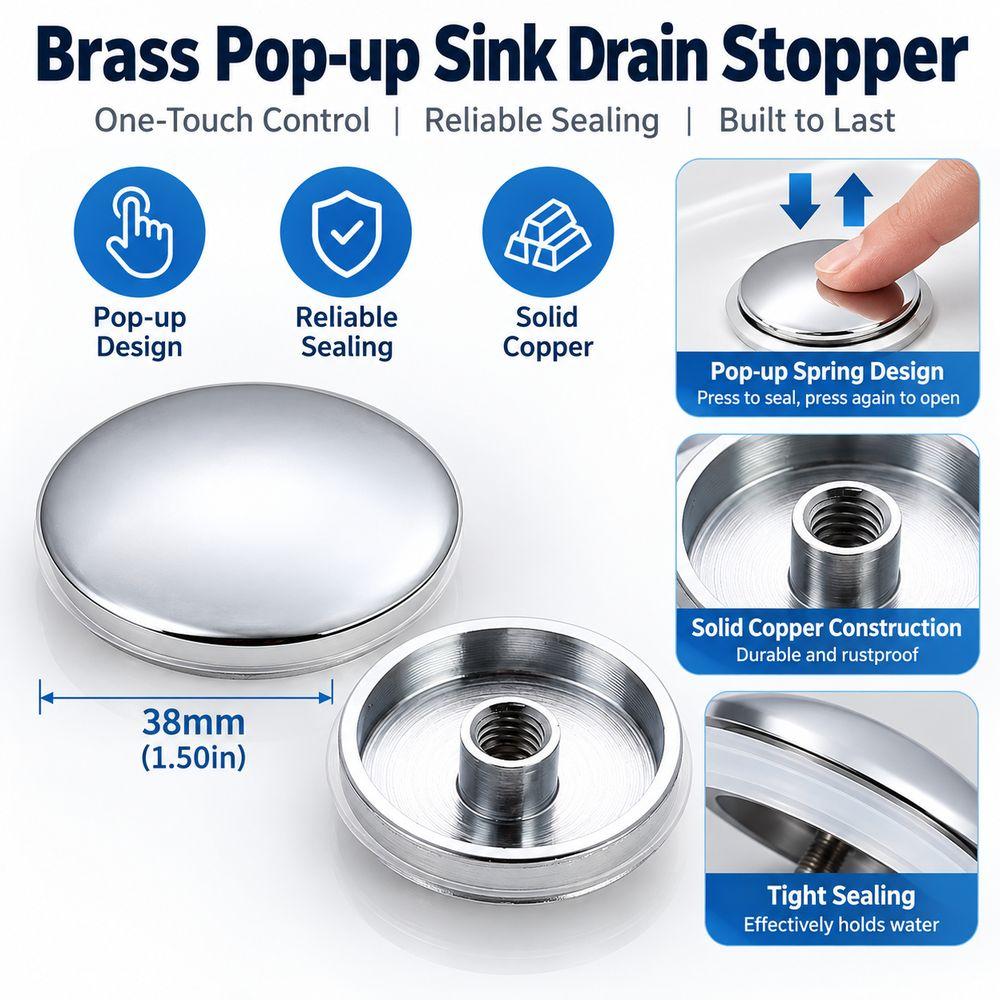 Copper Sink Drain Stopper Pop-up Pop-up Drain Plug New Basin Drain Stopper for Wash Basin