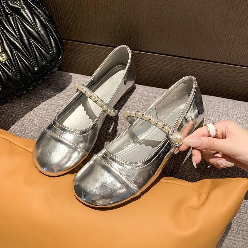

Модная обувь Мэри Джейн для женщин, женские балетки с круглым носком, серебристый жемчуг, оптовая продажа, весна, высокое качество, мода 39, низкая цена, лето 2025, Y2k 40