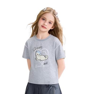 ASK JUNIOR Girls' Round Neck Short-Sleeve T-Shirt