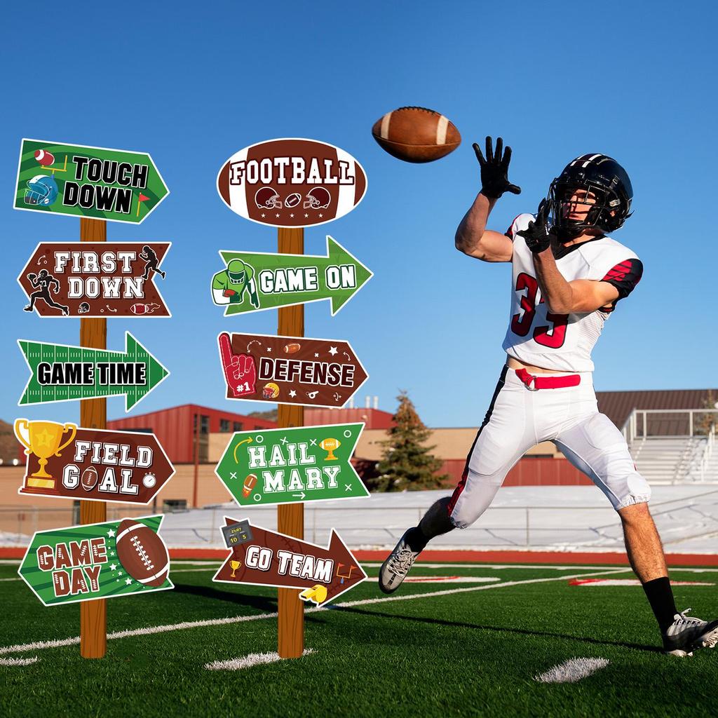 Decorațiuni pentru Petrecerea de Ziua de Naștere cu Tematică Fotbal, Panou pentru Petrecerea de Fotbal, 20 Bucăți Semne de Curte cu Tematică Fotbal - Semn pentru Petrecerea Echipei de Fotbal, Semn pentru Petrecerea de Rugby și Semn de Stradă pentru Curtea cu Tematică Fotbal