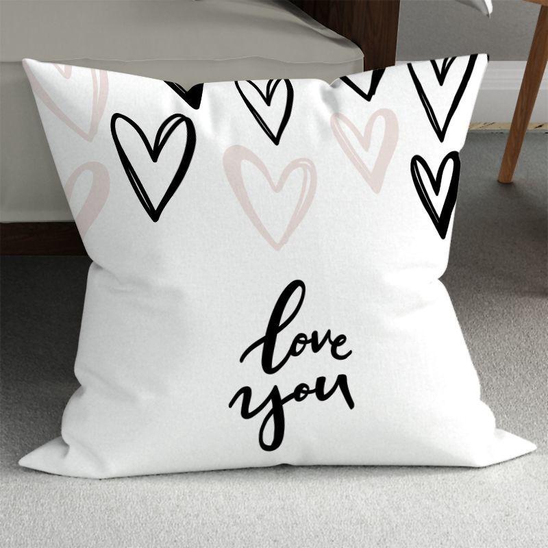 Romantic Couple Wedding Decorative Sofa Pillows: Minimalist Double-Sided Printed Square Pillow Covers (Includes Pillow Insert)