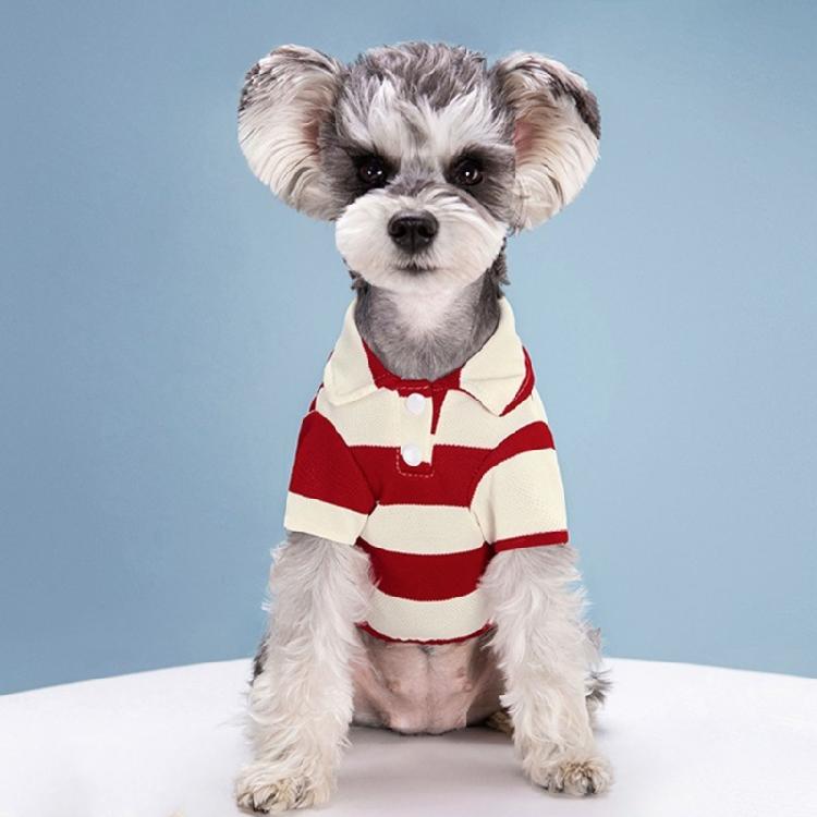 Dog Short Sleeved Shirt Casual PoloStriped T-Shirt Summer Clothing for Puppies