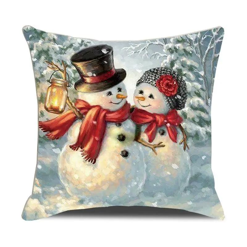 Christmas Pillowcase Santa Claus Snowman Pillowcase Sofa Car Cushion Cover Home Decoration New Year Christmas Gift