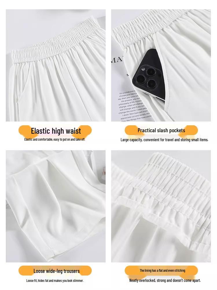 Drapey High-Waisted Slimming White Pants - Summer Versatile Casual Wear for Women