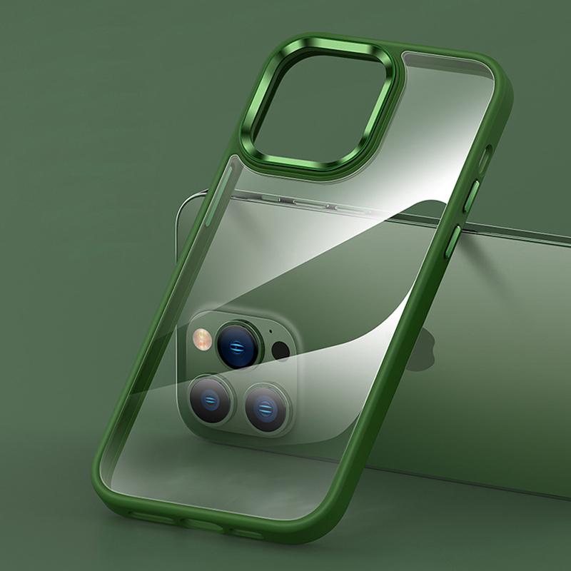 Anti-Scratch Phone Case for iPhone 15 Pro Max Slim Clear PC+TPU Phone Shell with Metal Lens Frame