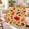 1pc Autumn Falling Leaves Themed Flannel Blanket Orange-Red Maple Leaves with Acorns All-Over Print Single-Sided Printing Suitable