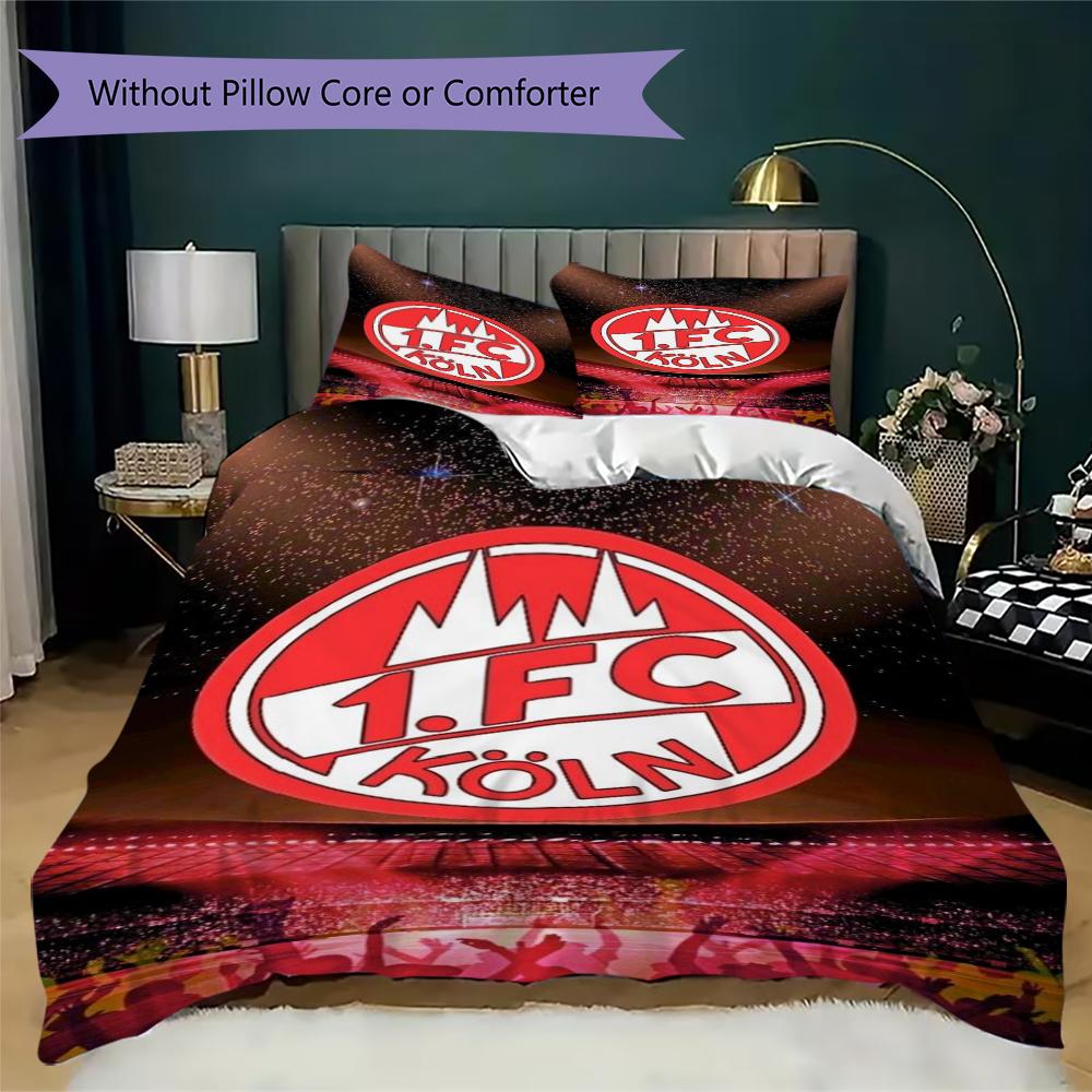 FC KÖLN  Pattern Bedding uilt Set uilt Cover Pillowcase Home Decoration Birthday Gift (1 * duvet cover + 2 * pillowcase  without core)51