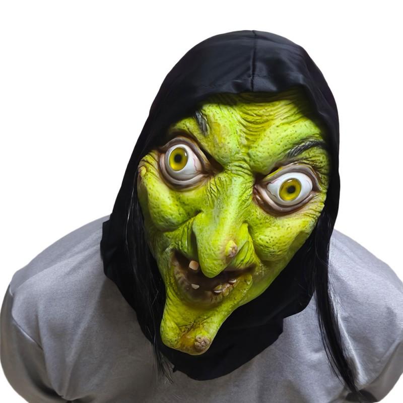 Halloween Witch Mask Cosplay Green Face Adult Women Party Costume