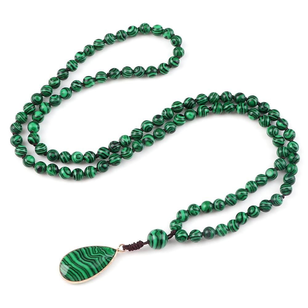 Natural Malachite Stone Beaded Necklaces and Bracelets Women Green Beads Pendants Charms 108 Mala Prayer Necklaces Men Yoga Jewelry