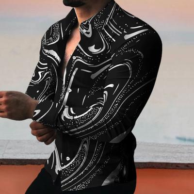 Heren Overhemd Lange Mouw Reverskraag Kleurrijke Print Enkelrijig Zomer Top Heren Clubkleding