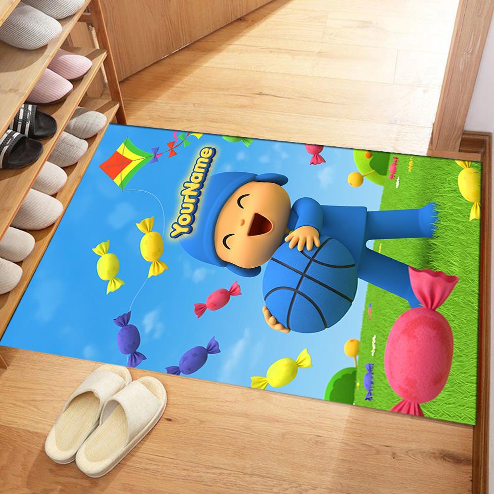 Alfombra de Piso Personalizada con Nombre de Pocoyó Alfombra de Oficina Adecuada para Comedor Salas de Juegos Cocina Entrada Alfombra Antideslizante Decoración de Oficina de Anime