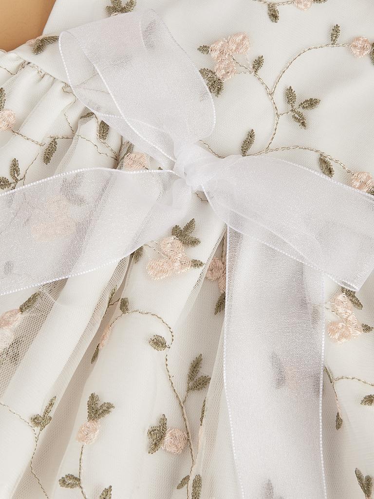 Dog Dress Girl Dog Sleeveless Clothes Embroidered Flower Pet Apparel Doggie Tulle Bowknot Cat Clothing Puppy Dresses