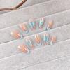 French Inspired Blue Ombre Press On Nails 24PCS Handmade Butterfly False Nails Easy To Apply ABS For Instant Glamour