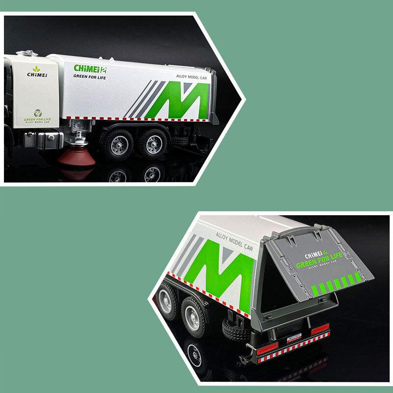 Camion della spazzatura giocattolo in scala 1/32 con suono e luce per ragazzi, modello di camion per il riciclaggio, auto giocattolo pressofusa, regalo per bambini