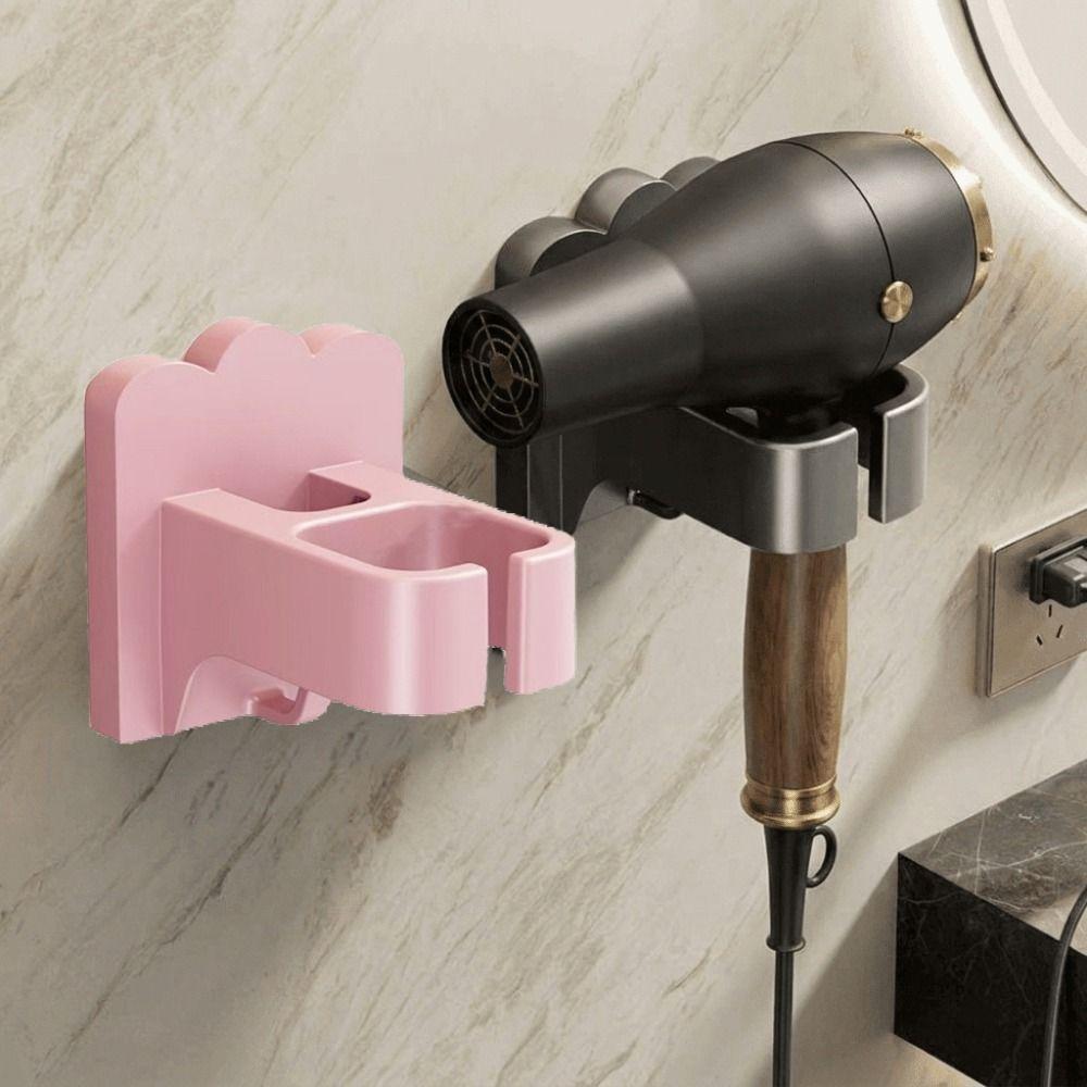 Punch Free Hair Dryer Holder Plastic Blower Holder Simple Hair Dryer Rack Bathroom